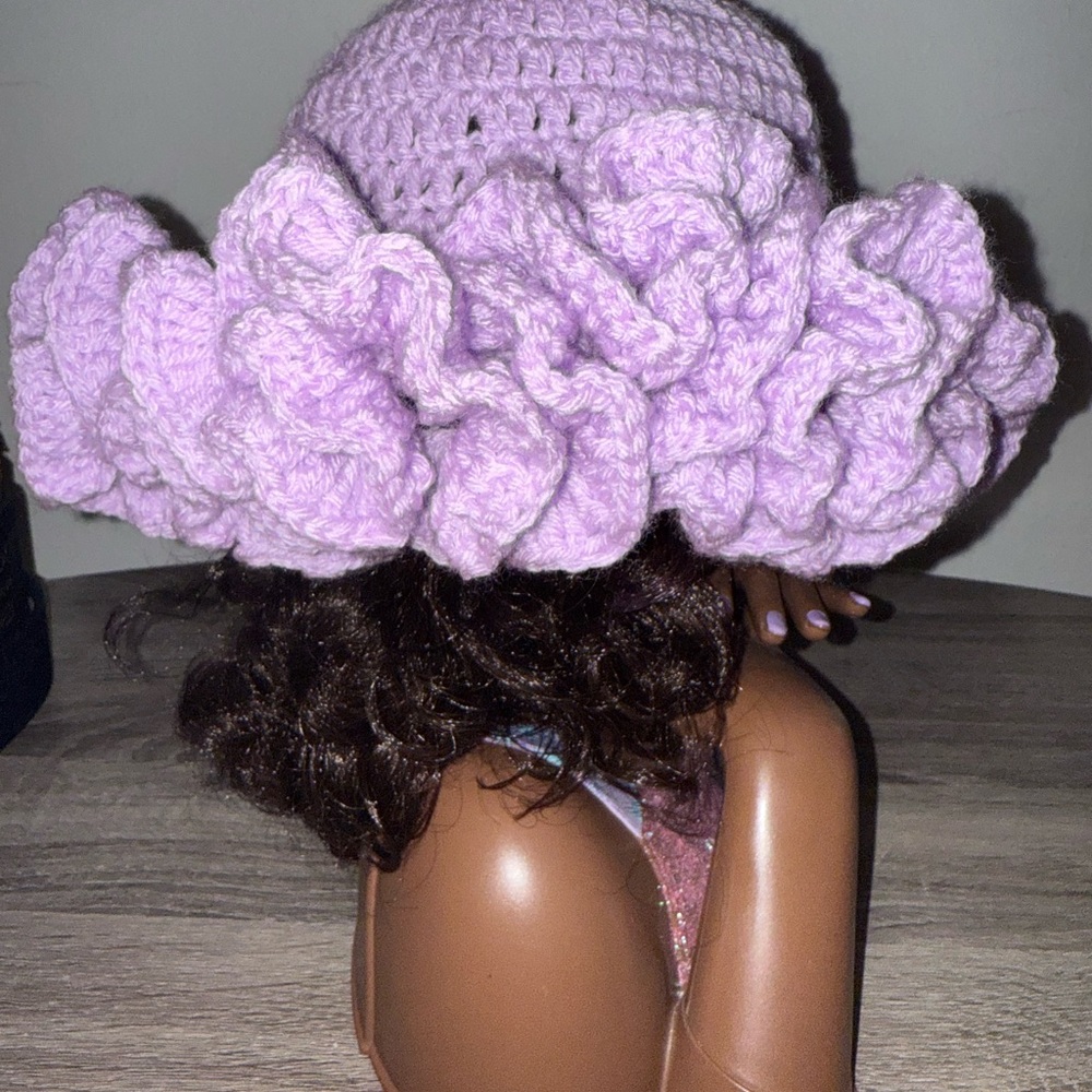 Violet Crochet Flower Hat - Picture 2 of 2